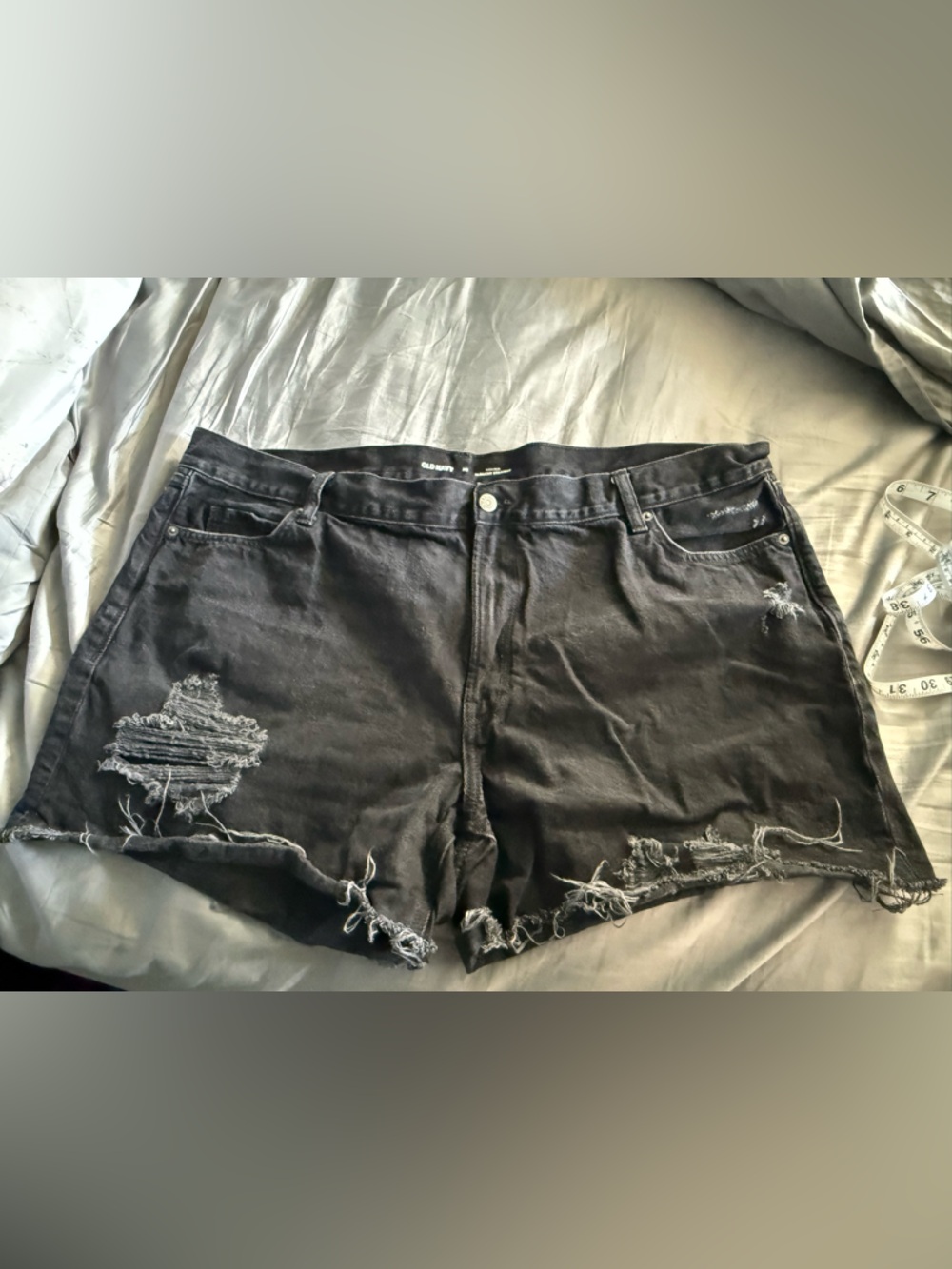Old Navy High Rise Slouchy Straight Black Distressed Women's Denim Cutoff Shorts